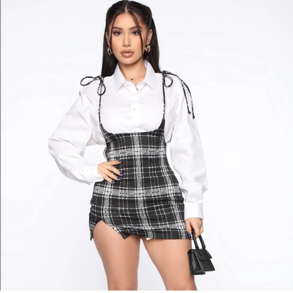 NWT plaid tie dress skirt fashion nova
